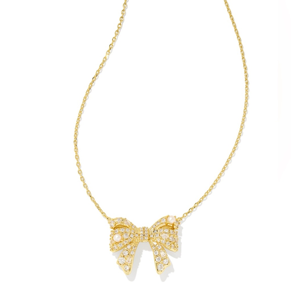 🎀 Kendra Scott Krista GOLD Bow Necklace - Picture 1 of 3
